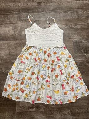 Pink Rose Fruit Pattern Summer Dress Size Small